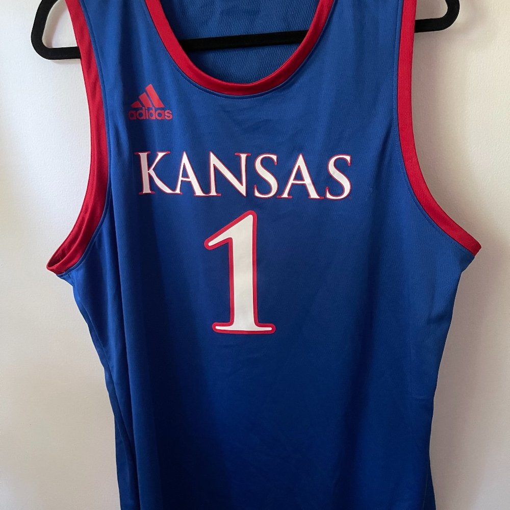 ADIDAS BLUE KANSAS JAYHAWKS BASKETBALL JERSEY SIZE XL
